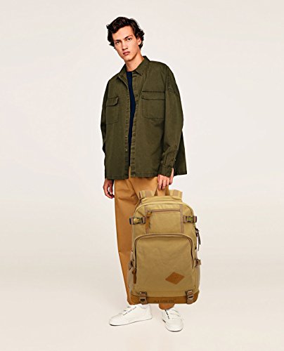 FANDARE Clásico Vintage al Aire Libre Viajes de Senderismo Mochila Escuela Colegialidad Daypacks portátil Bolsa de Lona Ligero Durable Plegable Plegable multifunción Mujeres y Hombres Caqui