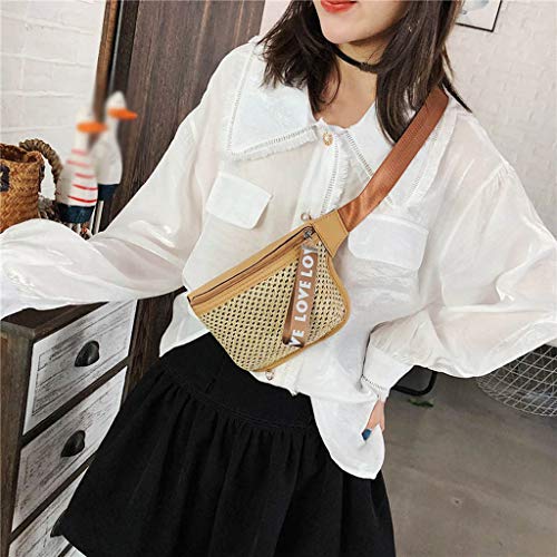 Fannyfuny bolsos para Mujer Bolso de Mano Elegante Cintura Fanny Pack Riñoneras Bolsa de Paja para Todos los Días de Fiesta Riñoneras Shoppers y Bolsos de Playa para Escuela Trabaja Viaja