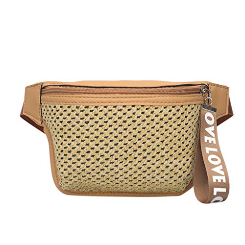 Fannyfuny bolsos para Mujer Bolso de Mano Elegante Cintura Fanny Pack Riñoneras Bolsa de Paja para Todos los Días de Fiesta Riñoneras Shoppers y Bolsos de Playa para Escuela Trabaja Viaja