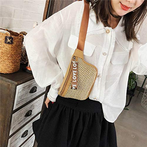 Fannyfuny bolsos para Mujer Bolso de Mano Elegante Cintura Fanny Pack Riñoneras Bolsa de Paja para Todos los Días de Fiesta Riñoneras Shoppers y Bolsos de Playa para Escuela Trabaja Viaja