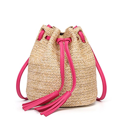 Fannyfuny bolsos para Mujer Bolsos Bandolera Elegante Bolso la Paja de la Rota Boho para el Bolso Tejido Bolso de la Paja del Embrague Hecho a Mano del Monedero