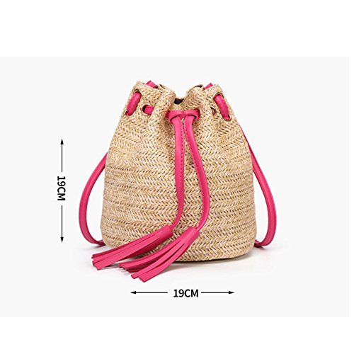 Fannyfuny bolsos para Mujer Bolsos Bandolera Elegante Bolso la Paja de la Rota Boho para el Bolso Tejido Bolso de la Paja del Embrague Hecho a Mano del Monedero
