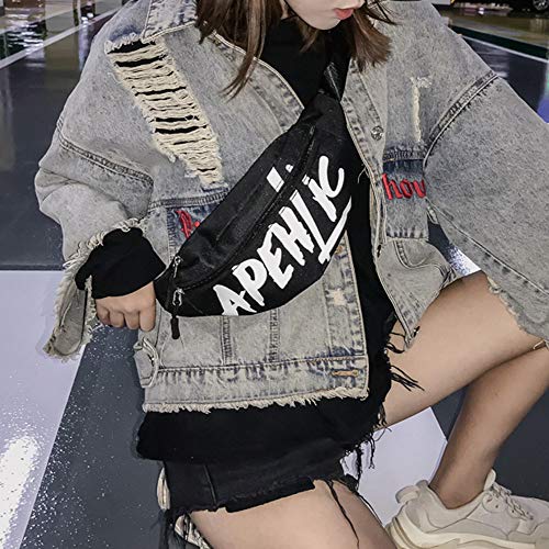 Fannyfuny bolsos para Mujer Hombre Bolsas de Gimnasia Riñonera Deportiva Satchel Crossbody PU Impresión de Letras Mochila Viaje Cinturón Senderismo Ciclismo Running Riñoneras