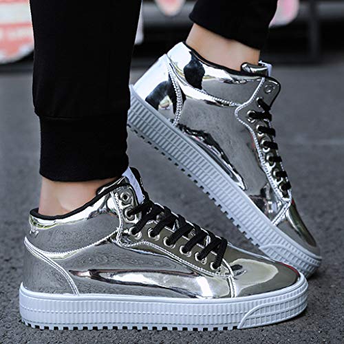 Fannyfuny Zapatillas Deportivas Hombres Zapatos Casuales High-Top Sneaker Antideslizante Zapatos de Deporte Al Aire Libre Ligeros Asfalto Zapatos para Correr Transpirable Reflectivo