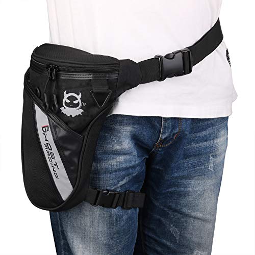 Fansport Bolso para Piernas, Negro Bolsa de Pierna Fanny Waist Pack Carreras de Motos Cintura Bolso de Cintura para Mochila Pierna Moto