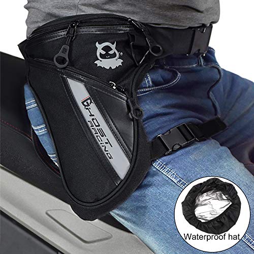 Fansport Bolso para Piernas, Negro Bolsa de Pierna Fanny Waist Pack Carreras de Motos Cintura Bolso de Cintura para Mochila Pierna Moto