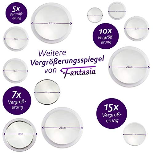 Fantasia 1355 - Espejo cosmético con Ventosa para Fijar a la Pared (5 aumentos, 15 cm), plástico