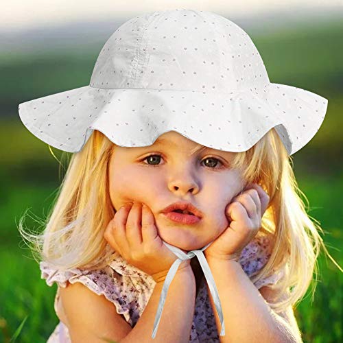 FANTESI de 2 Piezas Sombrero de Protección Solar para Bebé, UPF 50+ UV Ray Baby Summer Hat Sombrero de Protección Solar con Borde Ancho