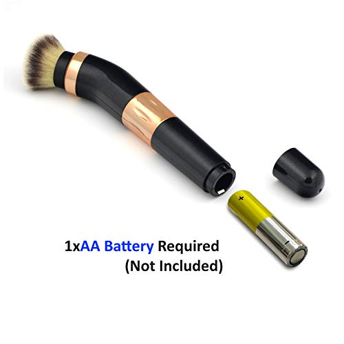FARI - Brocha de maquillaje eléctrica giratoria de 360 grados con base sintética de primera calidad y cabezales de rubor, 2 cabezales de cepillo incluidos