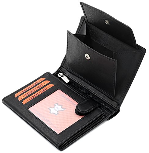 Fa.Volmer Cartera Negra De Cuero En Vertical Hombres Mujeres Bloqueo RFID VO2