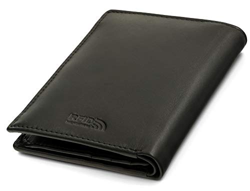 Fa.Volmer Cartera Negra De Cuero En Vertical Hombres Mujeres Bloqueo RFID VO2