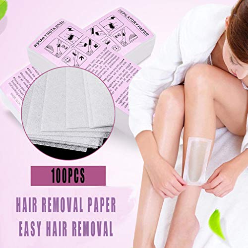 FBGood - Papel de depilación con cera para depilación, papel circundante, tiras de cera, pierna, cejas, bikini, hombres brasileños y aletas (100 unidades)