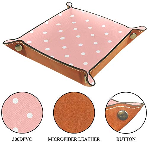 FCZ Caja organizadora de almacenamiento para joyas, llaves, monedero, monedero, diseño de lunares, color rosa