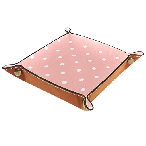 FCZ Caja organizadora de almacenamiento para joyas, llaves, monedero, monedero, diseño de lunares, color rosa