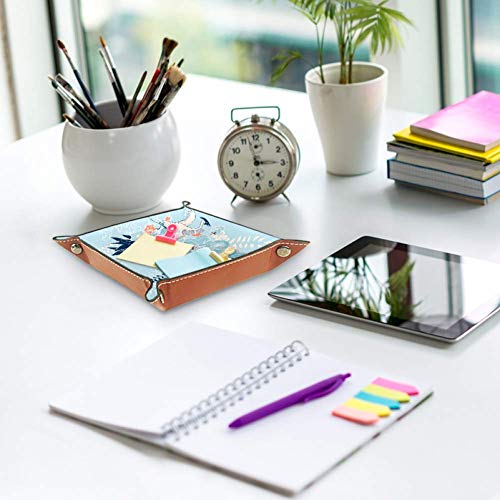 FCZ - Caja organizadora para guardar llaves, monedero, diseño de flores, color azul