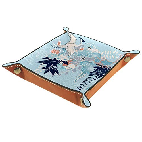 FCZ - Caja organizadora para guardar llaves, monedero, diseño de flores, color azul