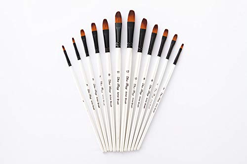 Febbya Pinceles para Pintar,12 Pack Pinceles Resistente Miniatura Cepillos para Al Óleo Acrílica Acuarela Amateur Profesionales Adultos Adolescentes Niños Blanco Cabeza Redonda