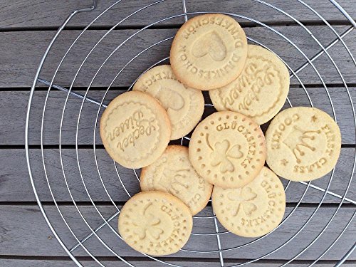 Felicidad-Keksstempel, templo de galletas-Set, sello-juego de accesorios para galletas de la suerte, 4 diseños diferentes + de recetas para que las galletas y pastas conseguirá