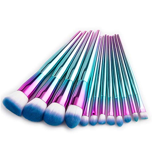 FELICILII Herramientas Maquillaje Kit de artículos de tocador Cepillo cosmético de Nylon Cepillo de Ojos 12 en 1 (Color : Azul)