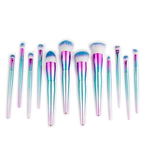 FELICILII Herramientas Maquillaje Kit de artículos de tocador Cepillo cosmético de Nylon Cepillo de Ojos 12 en 1 (Color : Azul)