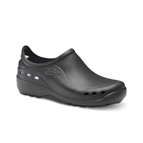 Feliz Caminar - Zapato Sanitario Flotantes Shoes Negro, 40 | Zueco Cerrado Unisex Antideslizantes y Cómodos para Hombre y Mujer | para Trabajo en Industria, Sanidad, Hostelería, Clínicas