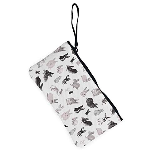 Fenmeegy Bunny Party Cute Canvas Change Cash Coin Purse, Make Up Bag, Bolso para teléfono móvil con asa Monedero Bolso para cambio