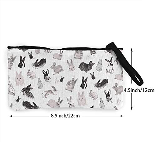 Fenmeegy Bunny Party Cute Canvas Change Cash Coin Purse, Make Up Bag, Bolso para teléfono móvil con asa Monedero Bolso para cambio
