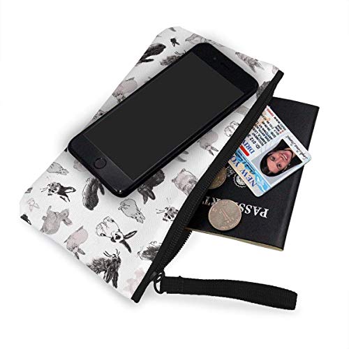 Fenmeegy Bunny Party Cute Canvas Change Cash Coin Purse, Make Up Bag, Bolso para teléfono móvil con asa Monedero Bolso para cambio