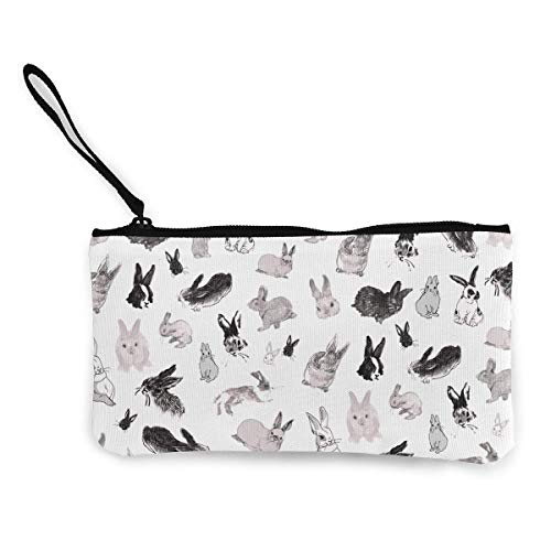 Fenmeegy Bunny Party Cute Canvas Change Cash Coin Purse, Make Up Bag, Bolso para teléfono móvil con asa Monedero Bolso para cambio