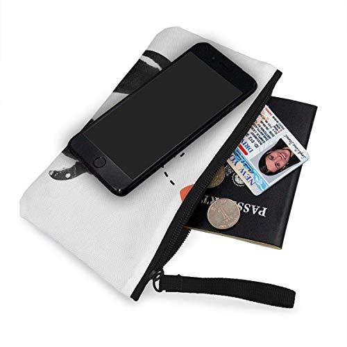 Fenmeegy Lindo pingüino Monedero en efectivo con cambio de lona lindo, bolsa de maquillaje, bolsa para teléfono celular con asa, billetera, bolsa para cambio