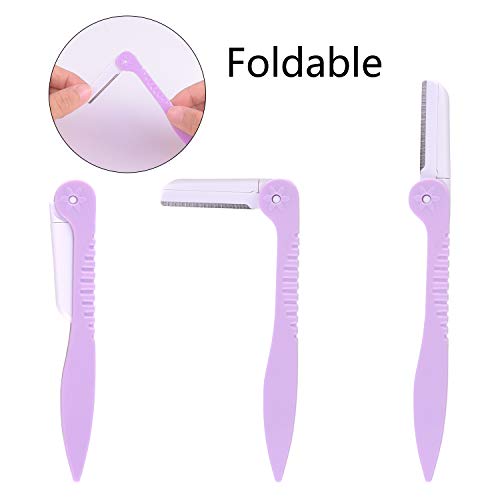 FEPITO 10 piezas de maquinillas de afeitar para cejas y cejas, eliminador facial para mujeres y hombres, 5 cuchillas de afeitar de cejas no plegables y 5 piezas de afeitadoras plegables para cejas