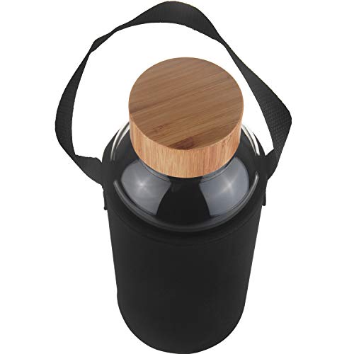Ferexer Botella de Agua de Cristal con Tapa de bambú Funda de Neopreno 1500 ml, 1,5 L