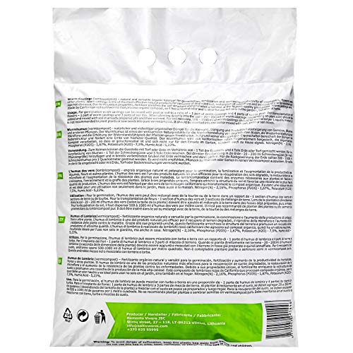 Fertilizantes orgánicos de gusanos Baltic Worm, multiusos, natural para lumbricultura, reconstituyente del suelo, humus de lombriz roja de 4 litros