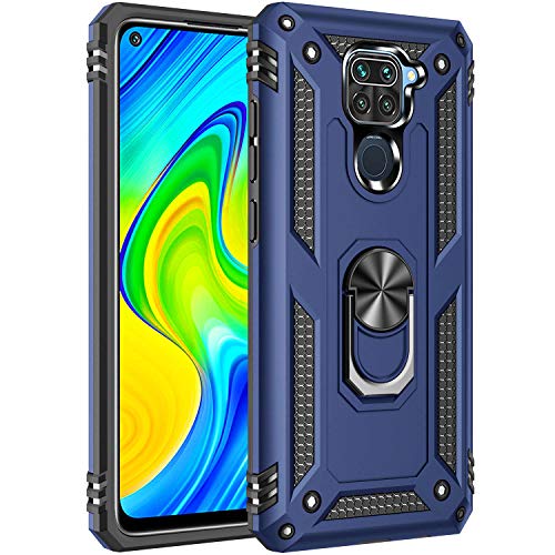 Fetrim - Funda para Redmi Note 9, doble capa a prueba de golpes con anillo de rotación para Xiaomi Redmi Note 9, color azul marino