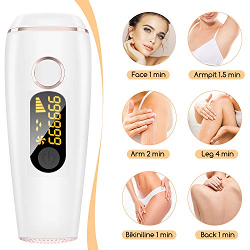 Fezax IPL Depiladora de Luz Pulsada, Depilación permanente, de Depilación Permanente para Cuerpo y Cara Dispositivo Profesional sin Dolor para el Hogar, para Mujer y Hombre.