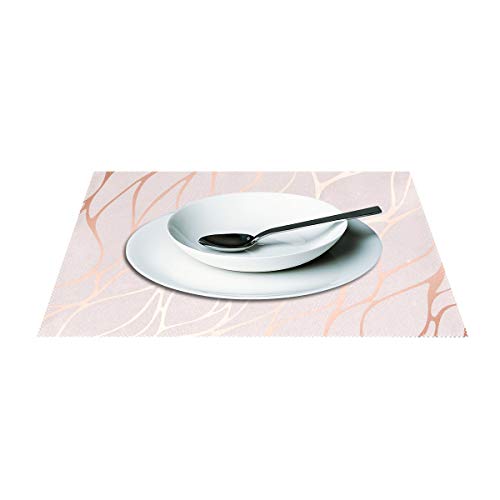FFY Go - Manteles Individuales, diseño de mármol de Oro Rosa, Antideslizantes, Resistentes al Calor, decoración de Navidad, 4 Unidades