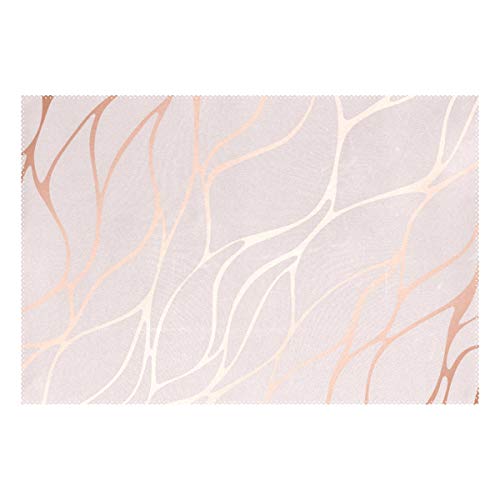 FFY Go - Manteles Individuales, diseño de mármol de Oro Rosa, Antideslizantes, Resistentes al Calor, decoración de Navidad, 4 Unidades