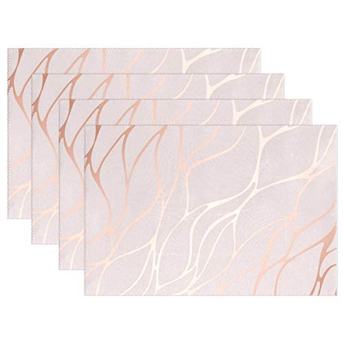 FFY Go - Manteles Individuales, diseño de mármol de Oro Rosa, Antideslizantes, Resistentes al Calor, decoración de Navidad, 4 Unidades
