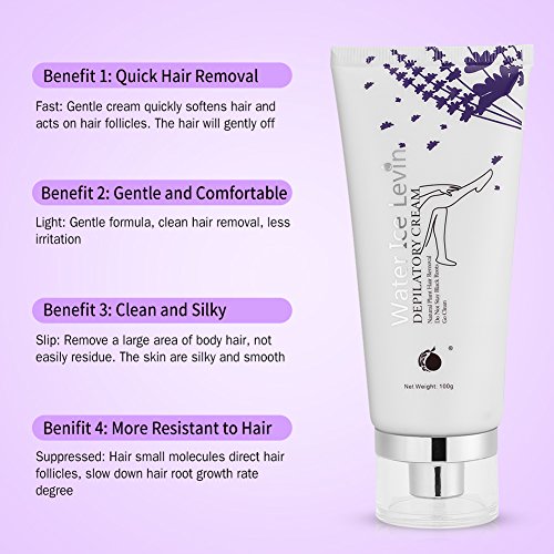 Filfeel Crema depilatoria para hombres y mujeres sin dolor Lavanda Brazos y piernas, limpio y suave - 100 g/3.52oz