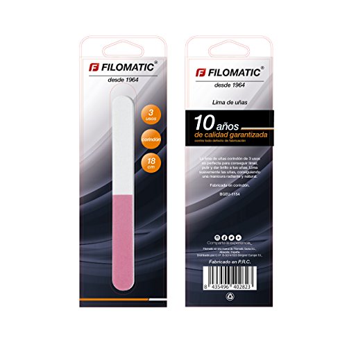 Filomatic Lima uñas 3 usos 18 cm rosa & blanco corindon