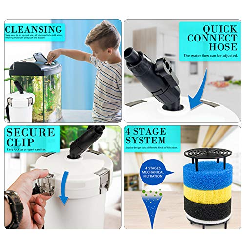 Filtro de acuario, tanque de peces de acuario ultra silencioso Filtro de filtro externo con bomba Tabla Silenciar filtros Cubo para acuario de agua de mar fresco Tanque de algas marinas(HW-602)