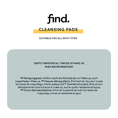 FIND - Almohadillas desmaquilladores resistente al agua, 4 x 60 (240 almohadillas)