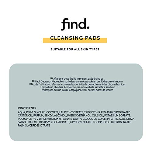 FIND - Almohadillas desmaquilladores resistente al agua, 4 x 60 (240 almohadillas)