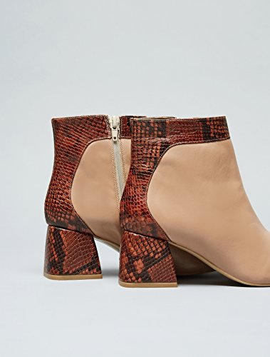 find. Botines con Detalle Efecto Pitón para Mujer, Blanco (Nude), 40 EU