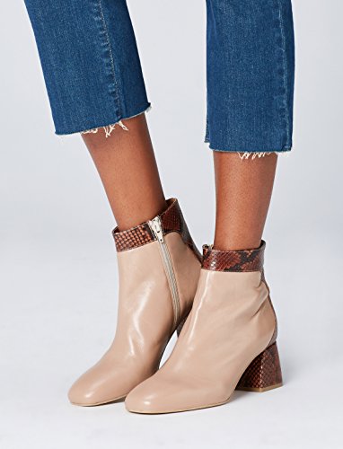 find. Botines con Detalle Efecto Pitón para Mujer, Blanco (Nude), 40 EU