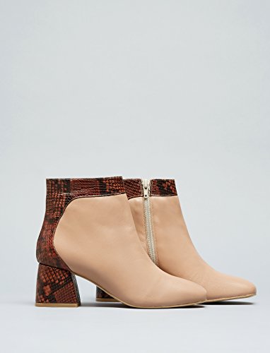 find. Botines con Detalle Efecto Pitón para Mujer, Blanco (Nude), 40 EU