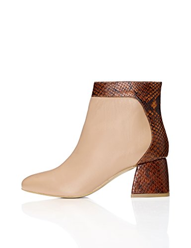 find. Botines con Detalle Efecto Pitón para Mujer, Blanco (Nude), 40 EU