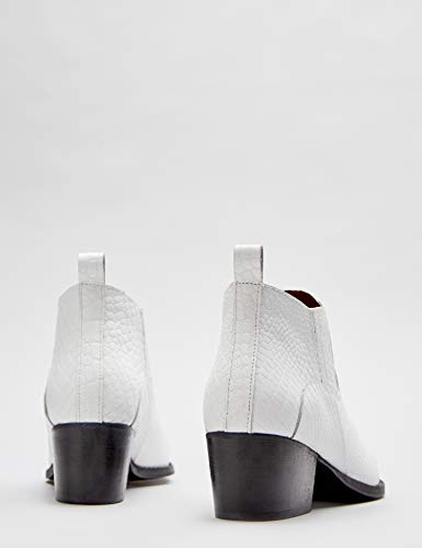 find. Croc Embellished Leather Botines, Blanco White, 36 EU