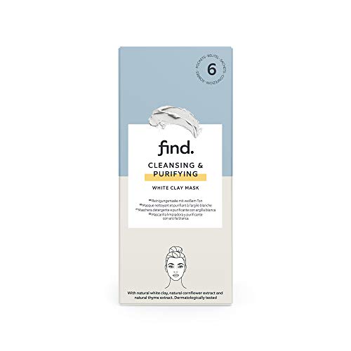 FIND - Mascarilla limpiadora y purificadora con arcilla blanca, 6 envases de 15 ml