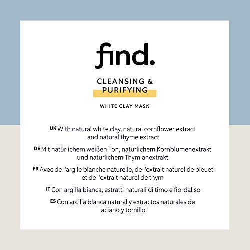 FIND - Mascarilla limpiadora y purificadora con arcilla blanca, 6 envases de 15 ml